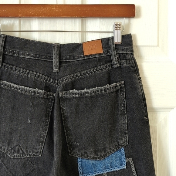BDG Urban Outfitters Patchwork High Waisted Cropped Tapered Leg Jeans Black 27 - Picture 12 of 13